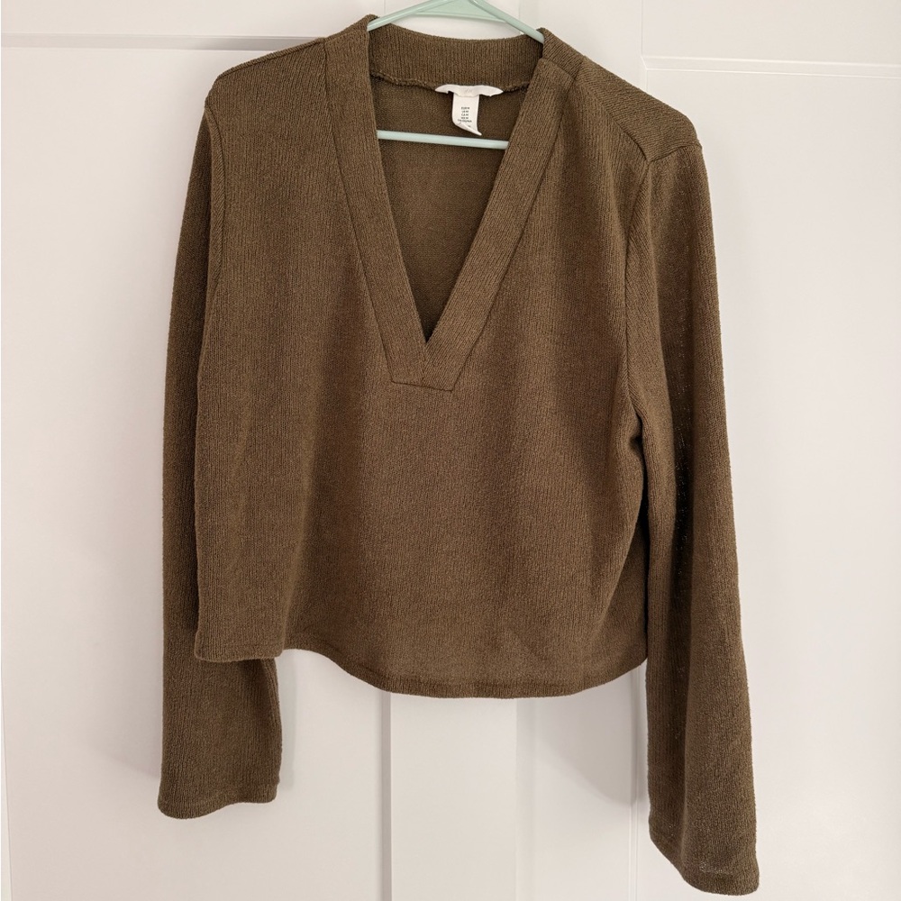 H&M Olive V-Neck Sweater